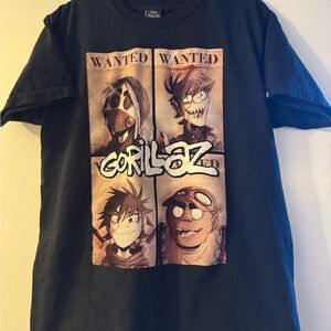 GORILLAZ Black Graphic Tee - Wanted Poster Design